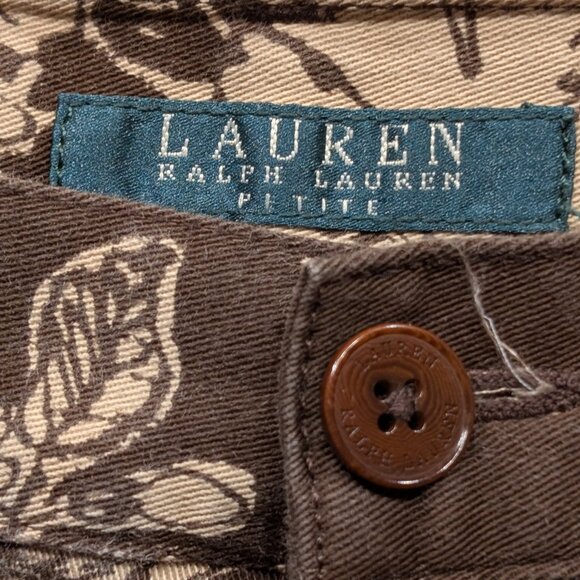 Lauren Ralph Lauren Brown/Tan Floral Print Pants Size 6P - Picture 7 of 13